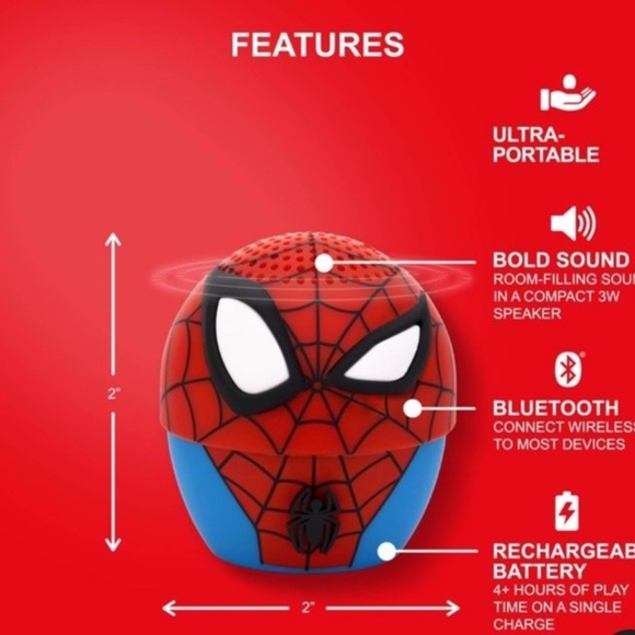 Marvel Spider-Man Bitty Boomers Mini Bluetooth Speaker - NEW !!! - Picture 3 of 9